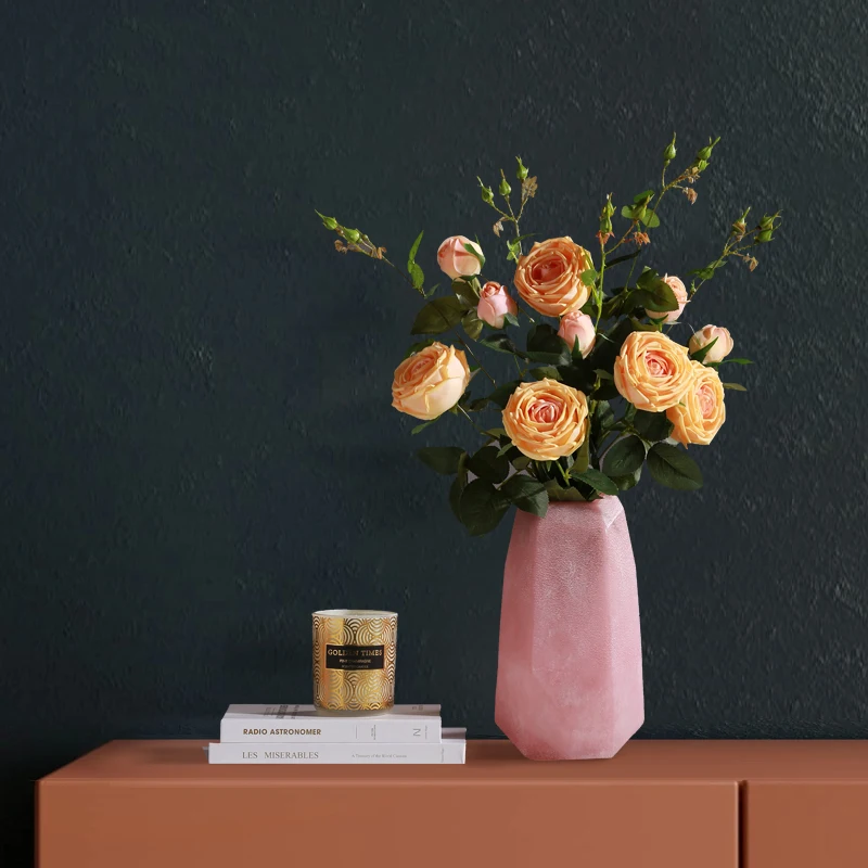 

Nordic Luxury Style Small Caliber Pink Fresh Glass Vase Decoration Living Room Flower Arrangement Table Home Decoration