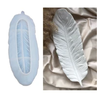 long feather tray clay silicone mold diy craft jewelry storage organizer tray epoxy resin molds luxury plates dish making tool
