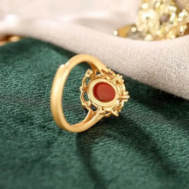 Природный южного красный агат S925 кольцо из стерлингового серебра модное