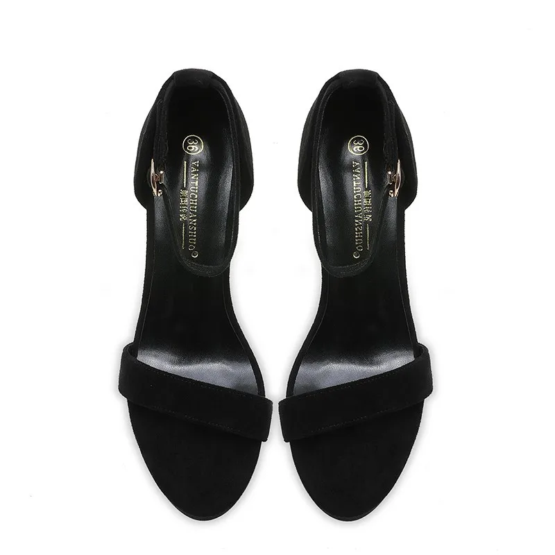 12cm High Heel Women Sandals 2022 Summer New Platform Hollow Suede Black Work Shoes Sexy Lady Pumps Party High Heels Size 32 33