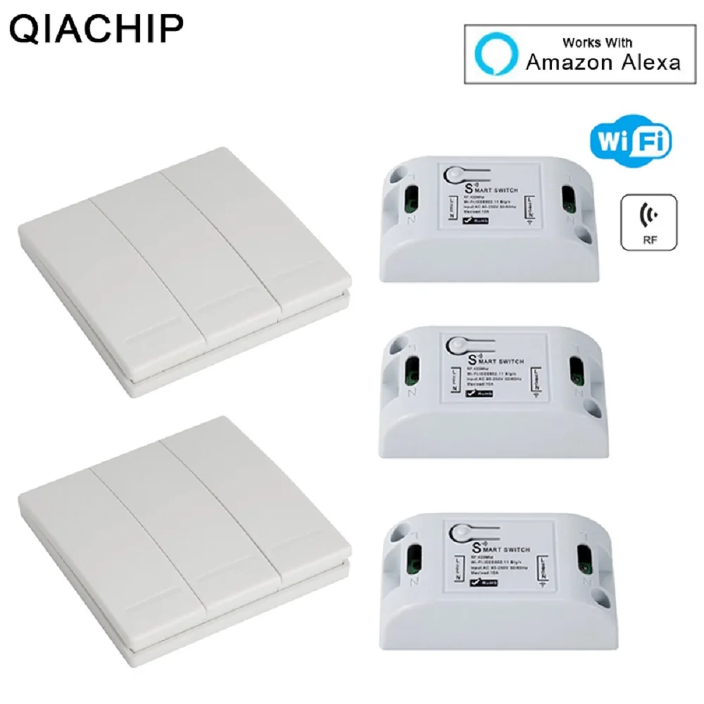 

QIACHIP Wifi 433 MHz 1 CH RF Relay Remote Control Switch Receiver 110V 220V Smart Home Wireless Light Switch Smart Home Tuya APP