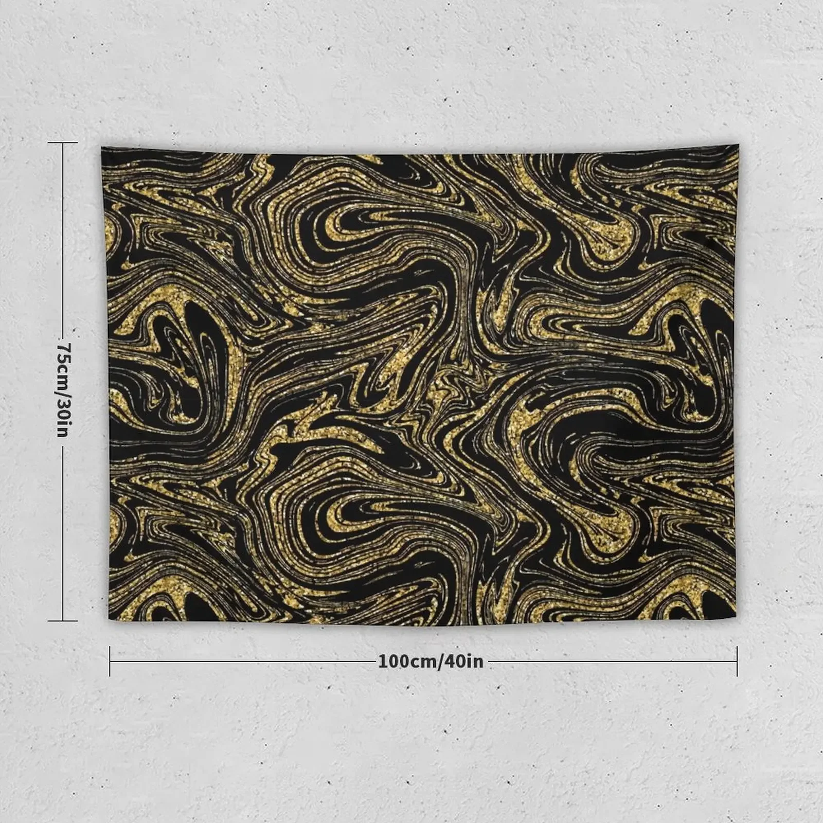 Черно-золотой мраморный гобелен