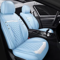 Universal Car Seat Cover Full Covered Durable Leather Seat Cushion for 90% Sedan SUV Seat Cover for 5 Seats Blue