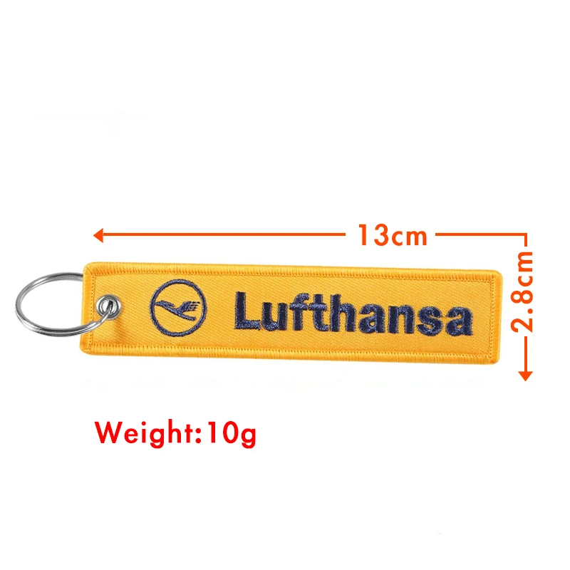 Фото Voikukka Jewelry Deutsche Lufthansa логотип с обеих сторон вышивка брелок Подвеска бирки прямоугольная цепочка для ключей сувенир оптом №2