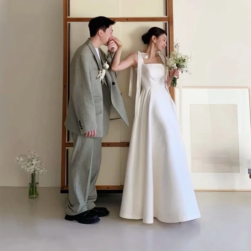 Элегантное свадебное платье с квадратным воротником милое вечернее на