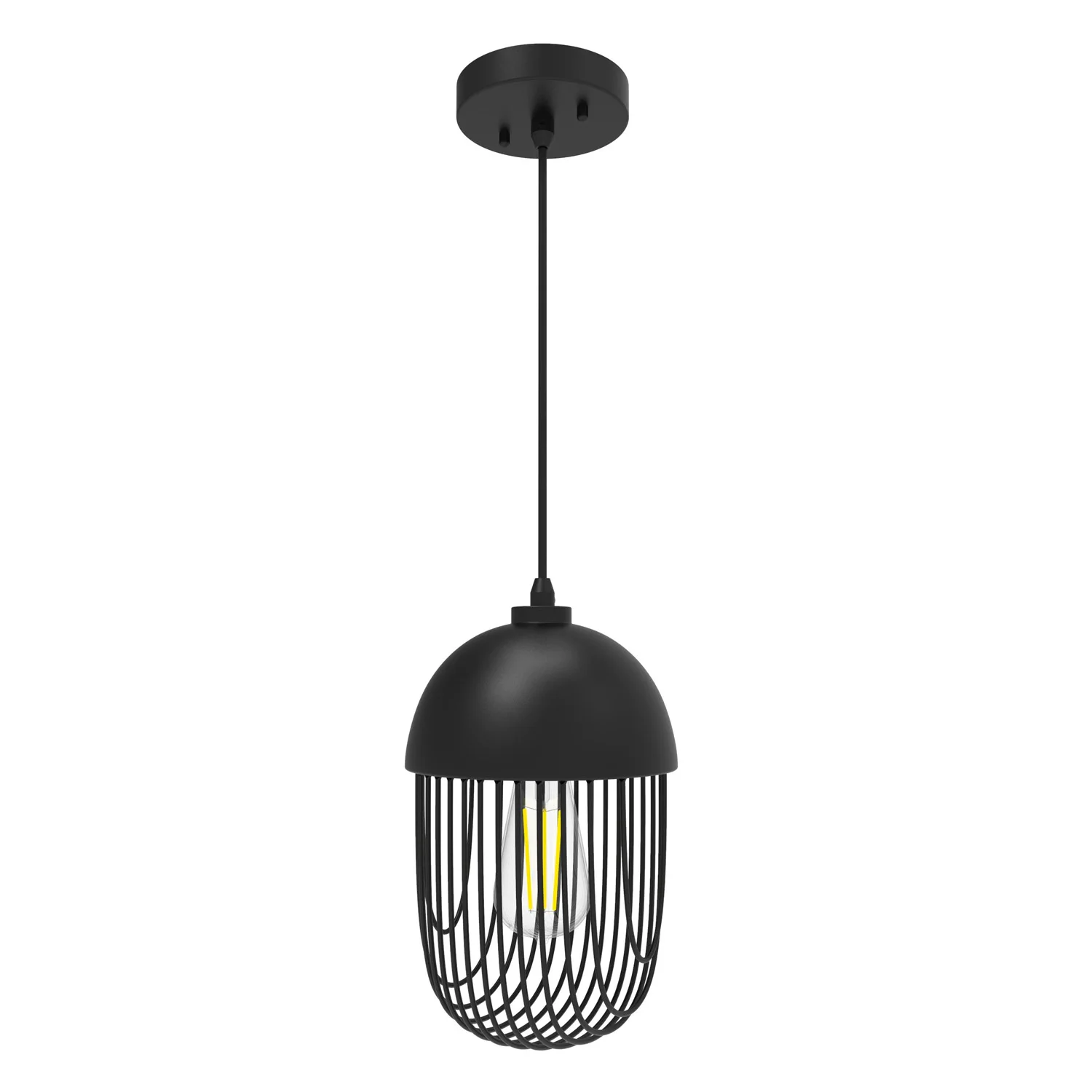 

Industrial 1 Light Fixture Matte Black U-Ring Pendant Light