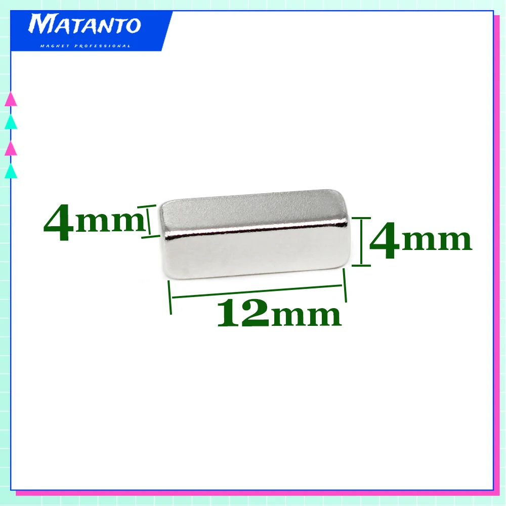 

10/20/50/100/200/300PCS 12x4x4 Block Powerful Strong Magnetic Magnets N35 12x4x4mm Quadrate Rare Earth Neodymium Magnet 12*4*4