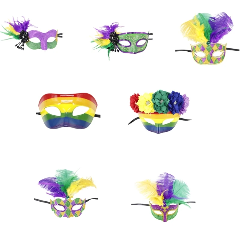 95AB Перо Маска Венецианская Маскарадная Полумаска Хэллоуин Костюм Марди Гра для