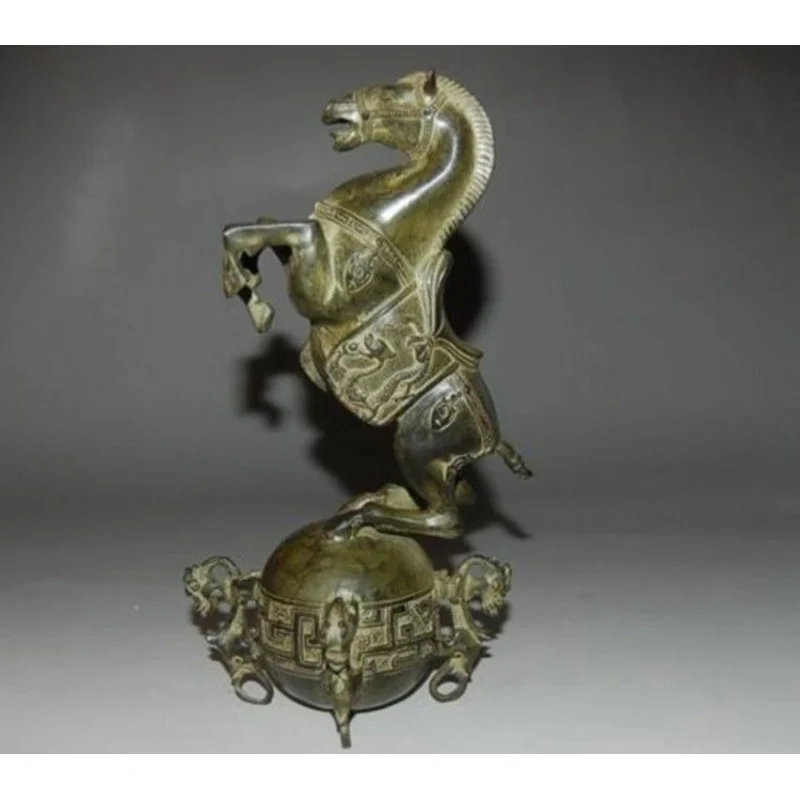 

Chinese Bronze Carved Dragon Horse in the Ball Beast Statue