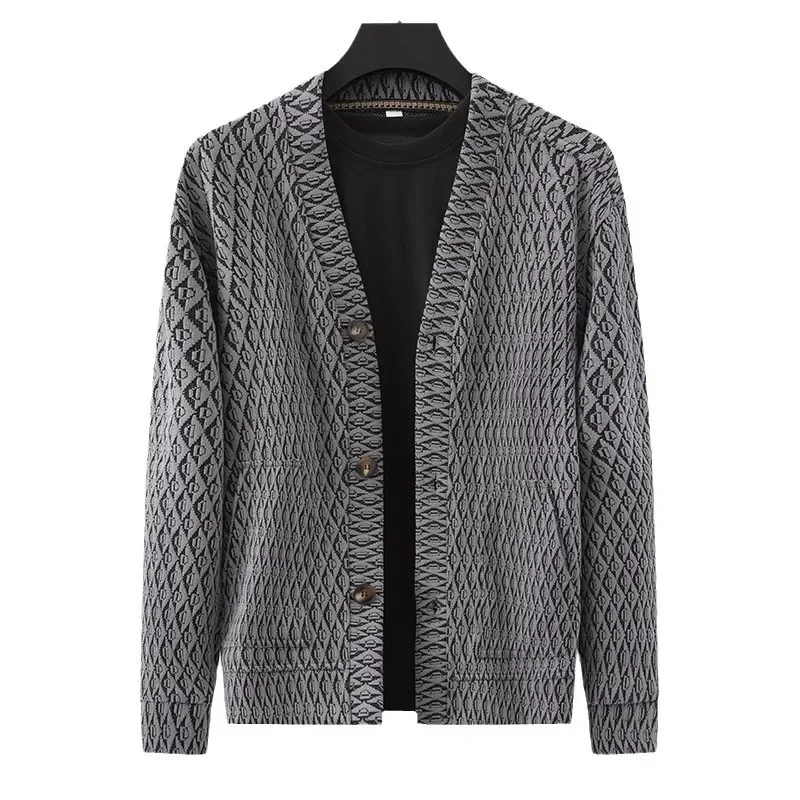 Новое поступление большой осенний мужской кардиган модный повседневный вязаный