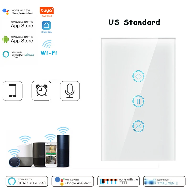 

Smart Home App Timer Blinds Switch Voice Control Roller Shutter Switch Us Standard Work With Google Home Alexa Curtain Switch