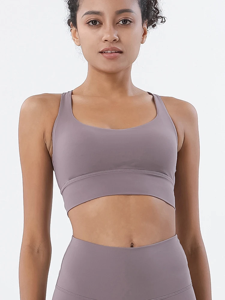 Women's Sports Bra Nylon Moisture Wicking Shockproof Bra Sports Workout Gym Clothing Tops Running Workout Yoga Bra Sportswear