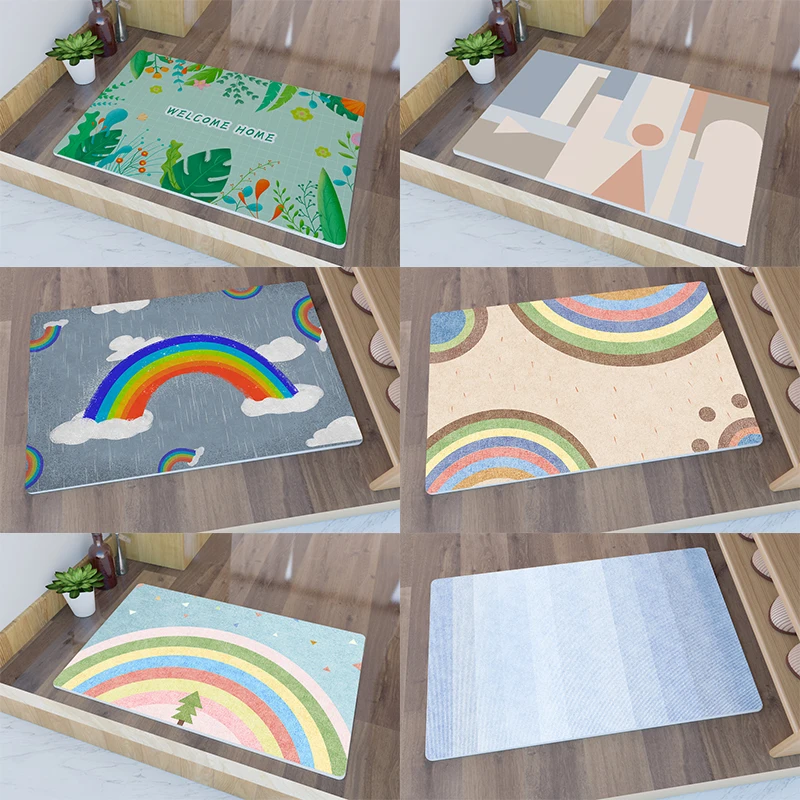 

Маленький напольный коврик с свежим рисунком, декоративный коврик для ванной, нескользящий коврик для гостиной, кухни, приветствующий двер...
