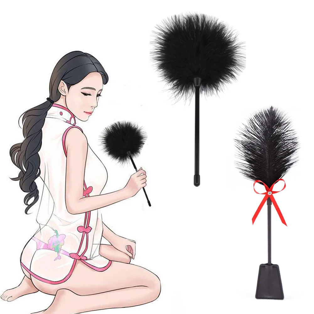 

Erotic Feather Tickled Whip BDSM Bondage Spanking Paddle Play Flogger Flirting Whip Sex Toys For Couples Adult Game Sex Products