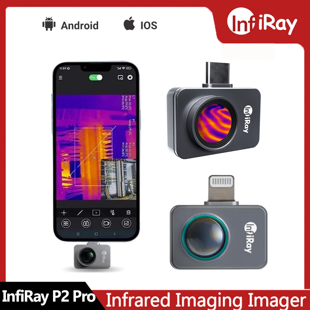 

InfiRay P2 Pro Thermal Imager PCB Circuit Industrial Heating Test Night Vision 256X192 For iPhone iOS Android Type-C Phone
