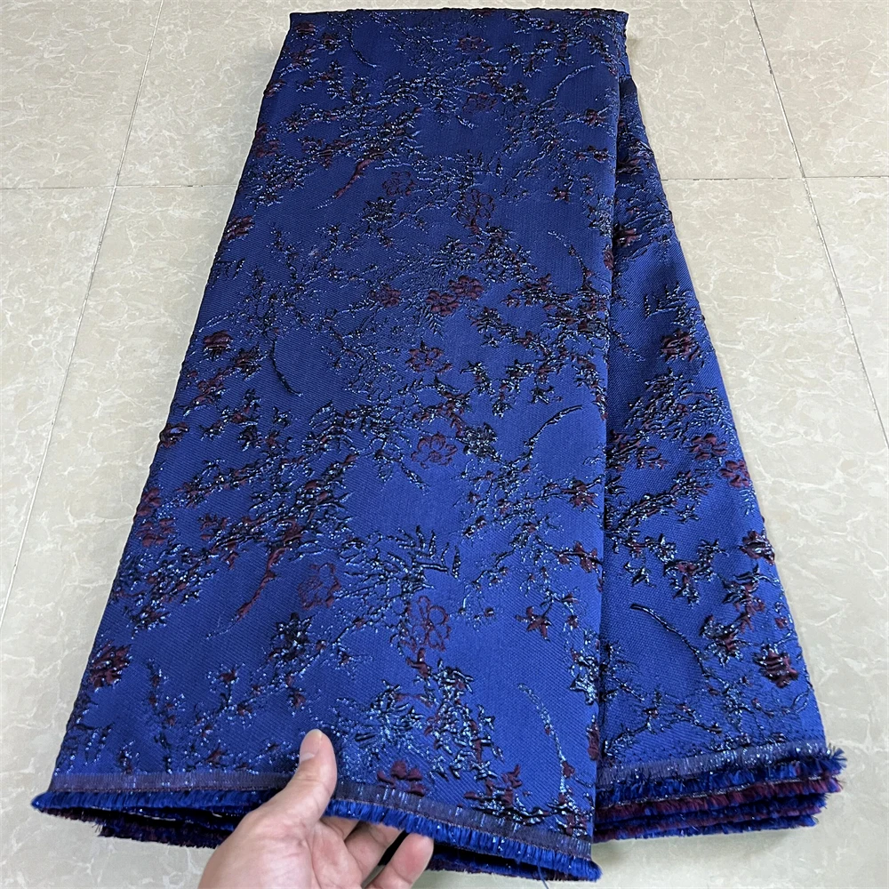 

New 5 yard sequin brocade jacquard Fabric African Lace 2023 High quality Nigerian wedding fabric Seamstress Wedding party JK091
