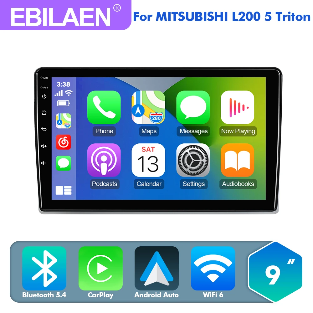 Автомобильный радиоприемник EBILAEN Android 13.0 для Mitsubishi L200 5 Triton 2017-2022 Carplay Auto Stereo без 2din