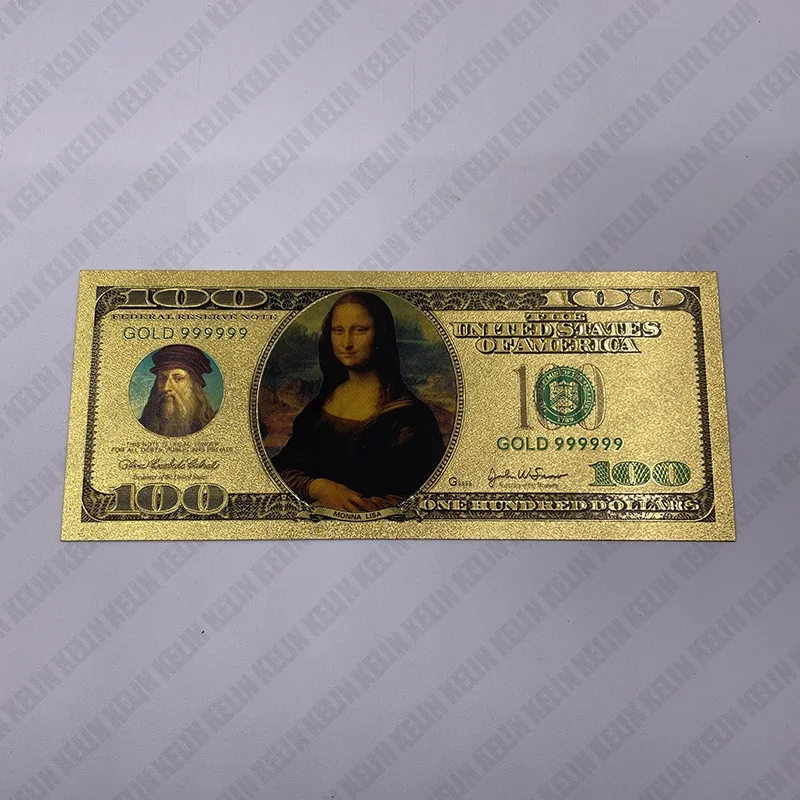 Знаменитая картина Мона Лиза памятные золотые банкноты художественный