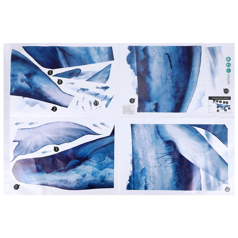 

Наклейка на стену в виде большого Кита из ПВХ, 3D художественные Стикеры для детской комнаты, детского сада, украшение для стен, домашний деко...