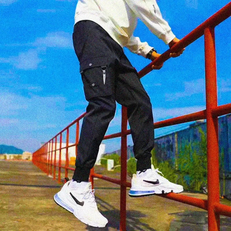 Толстые брюки для мужчин свободные спортивные штаны с завязками черные теплые