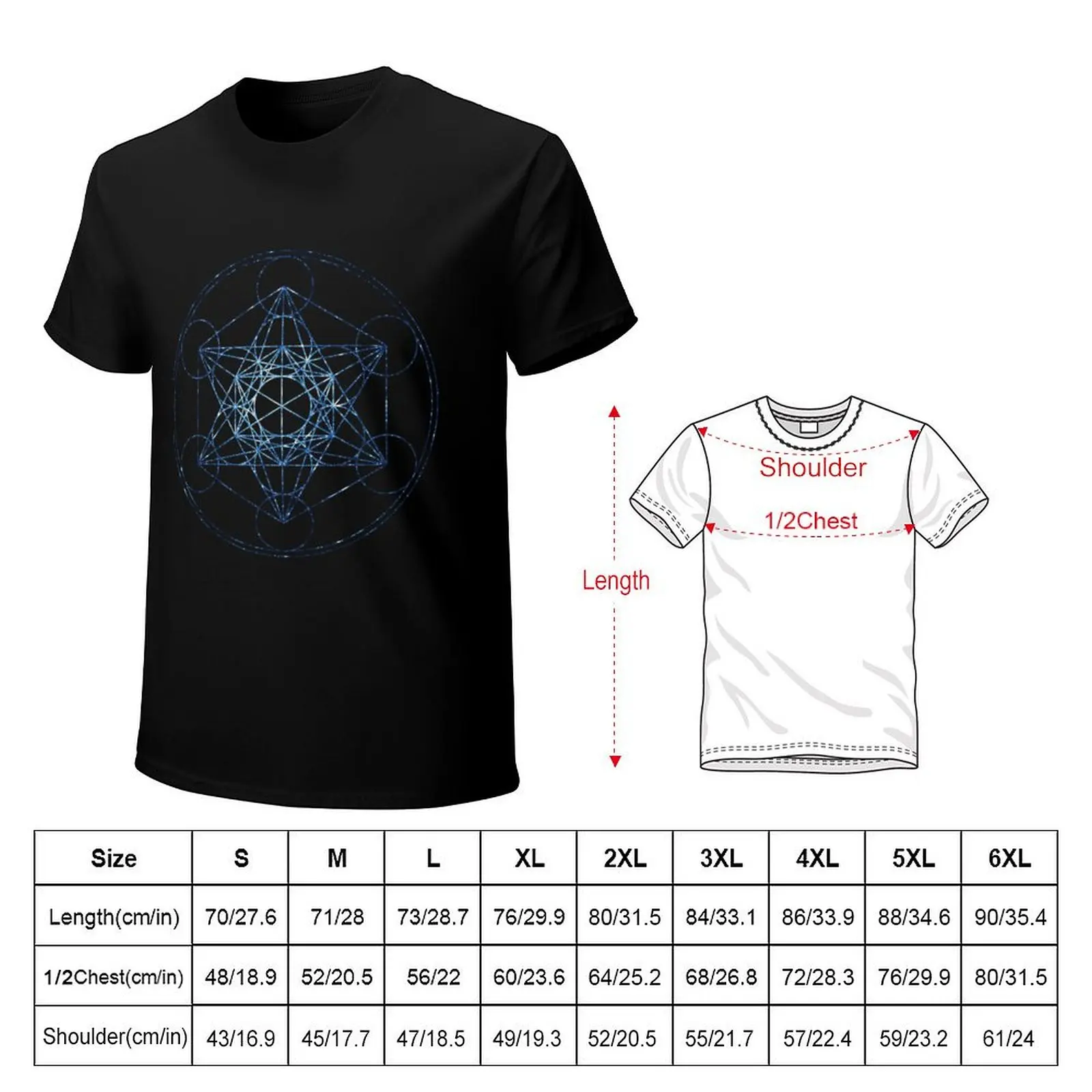 Куб Metatron&ampx27s [Голубые звезды] Основы сакральной геометрии. Футболка для