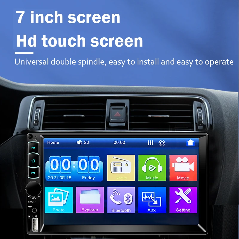 

Double Din Car Stereo with Bluetooth: 7inch HD Car Multimedia Receiver – Car Audio MP5 Player | Touchscreen | Phonelink