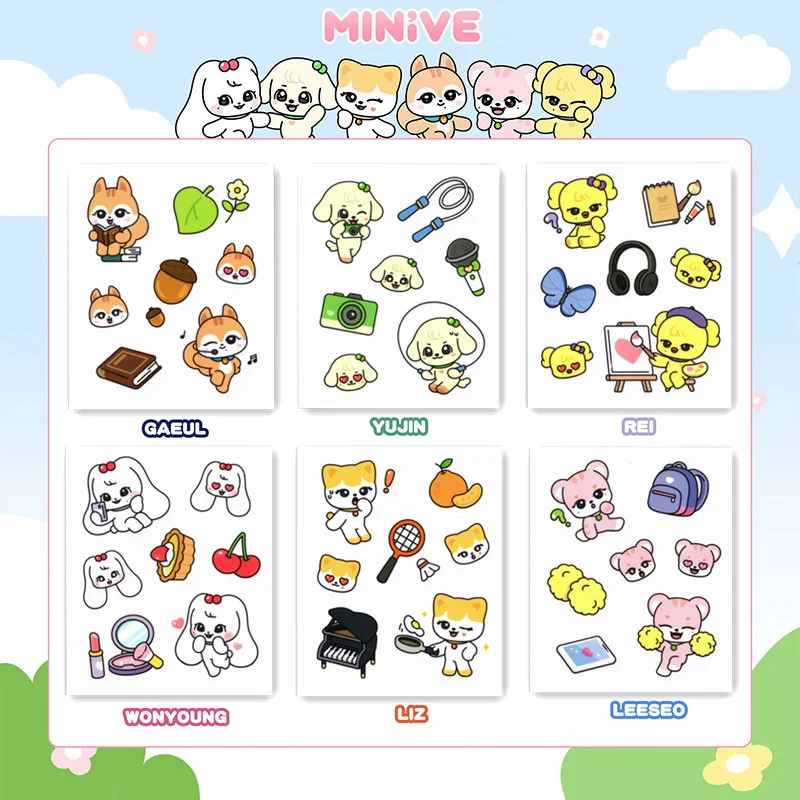

1 Sheet/set IVE "MINIVE" Flashcards With PVC Stickers Transparent Waterproof Stickers Handbook Stickers Zhang Yuanying Liz Kpop