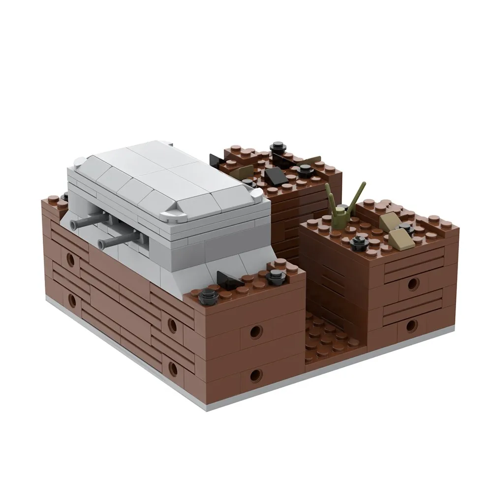 Военный тренчкот MOOXI модель кубики MOC WW2 фигурки героев поля боя крепость руины