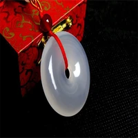 hot selling natural hand carved white chalcedony jade clasp necklace pendant fashion accessories men women luck gifts amulet for