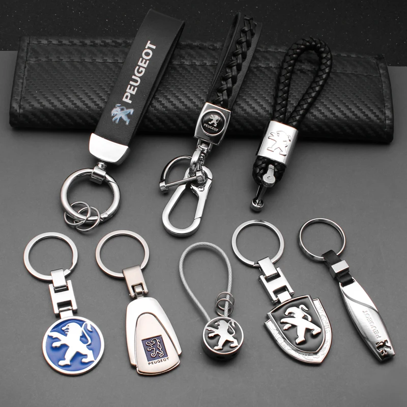 

1 Pcs Car Accessories Keychain Keyring Metal Key Chain Ring Emblem Holder for Peugeot 206 207 208 301 307 308 406 407 408 2008