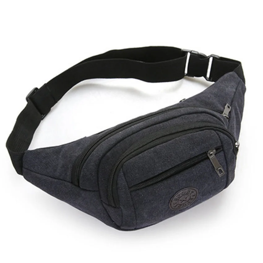 

Canvas Waist Bag Men's Multi-compartment Sports Chest Bag Small Cloth Bag Mobile Phone Bag Fitness Bag Multi-functional Wallet