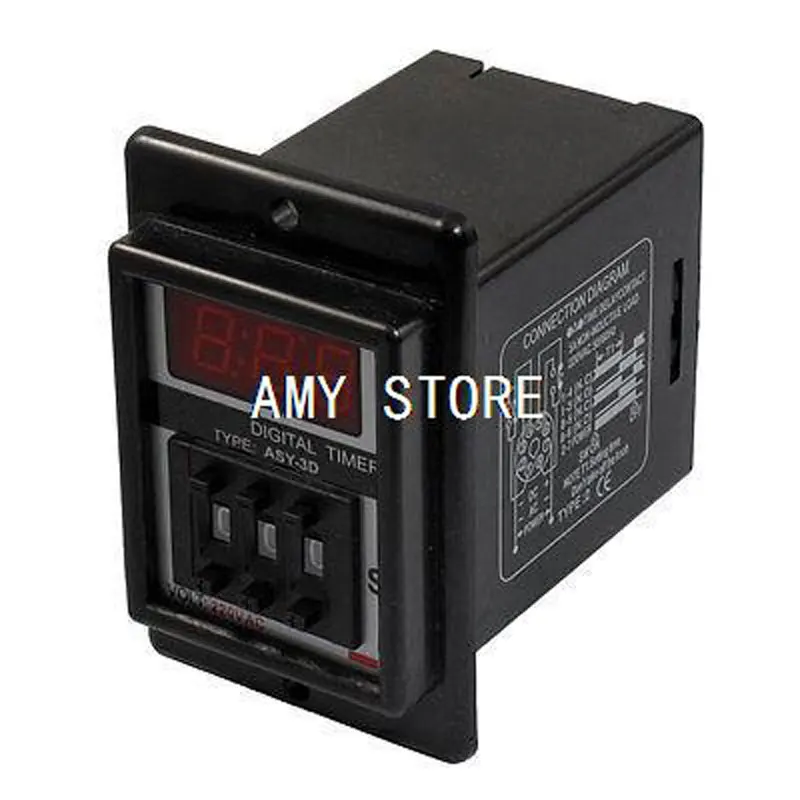 ASY-3D AC 220V 999 Second цифровой таймер программируемое реле задержки времени черное 8