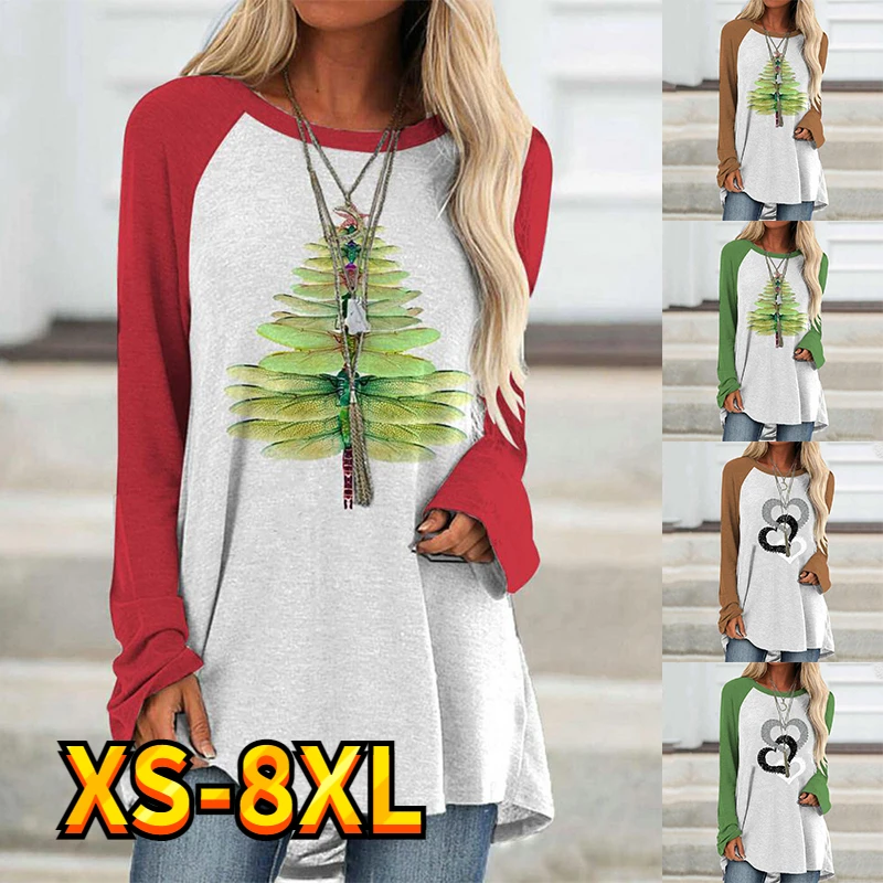 

Women's T shirt Tee Cartoon Tree Painting Graphic Patterned Streetwear Sweatshirt Long Sleeve Round Neck Basic Essential XS-8XL
