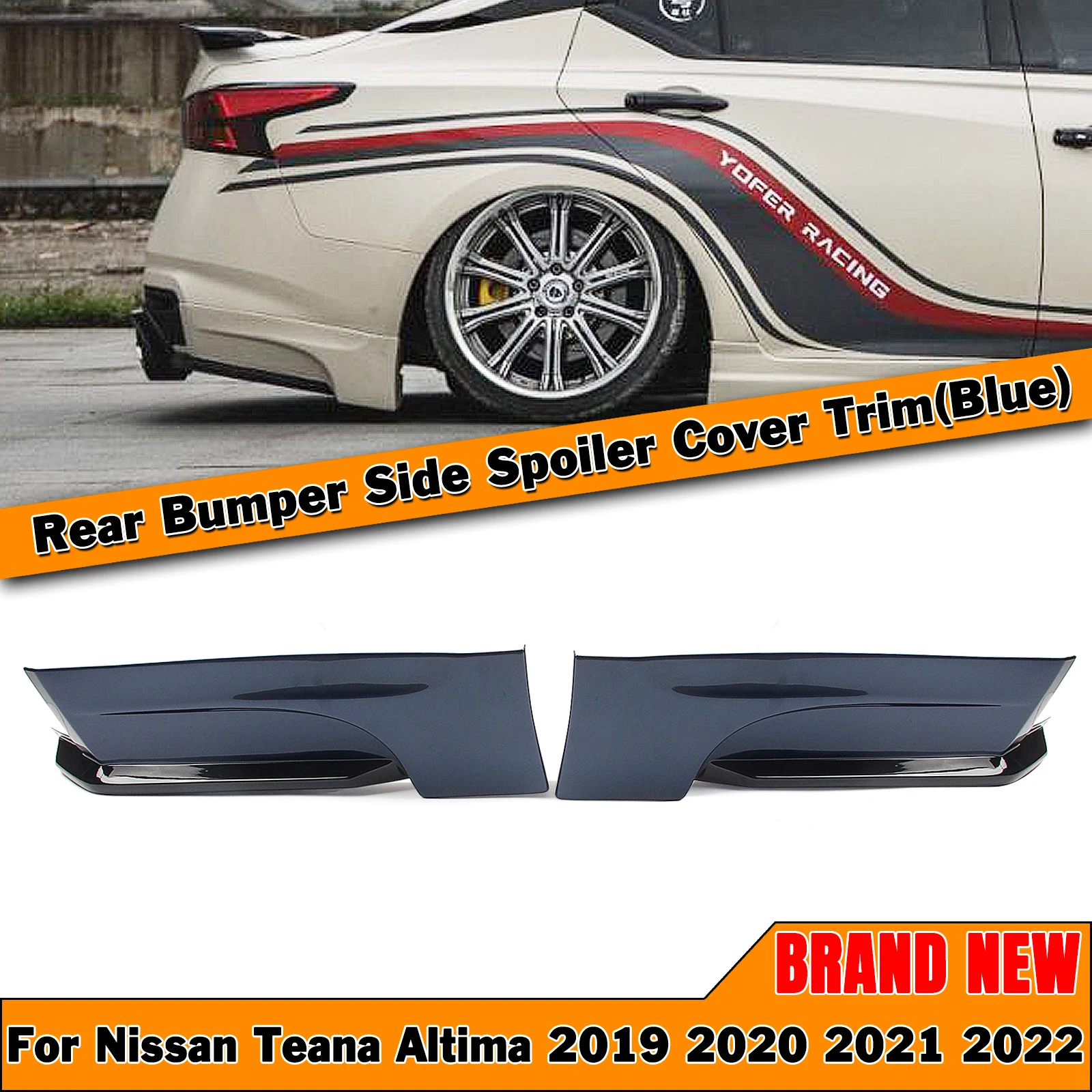 

YOFER Rear Bumper Side Splitter Trim For Nissan Altima 2019-2022 Car Blue Lower Spoiler Corner Cover Skirt Protect Guard Plate