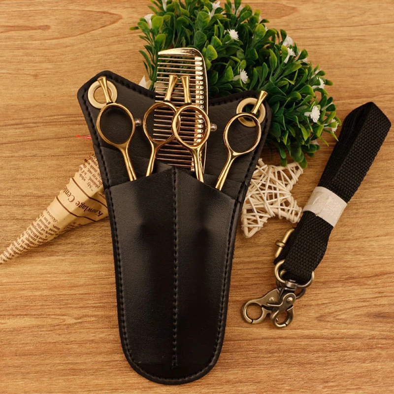 

1pcs PU Leather Hair Scissor Bag Clips Bag Hairdressing Salon Barber Scissor Holster Pouch Holder Waist Shoulder Belt