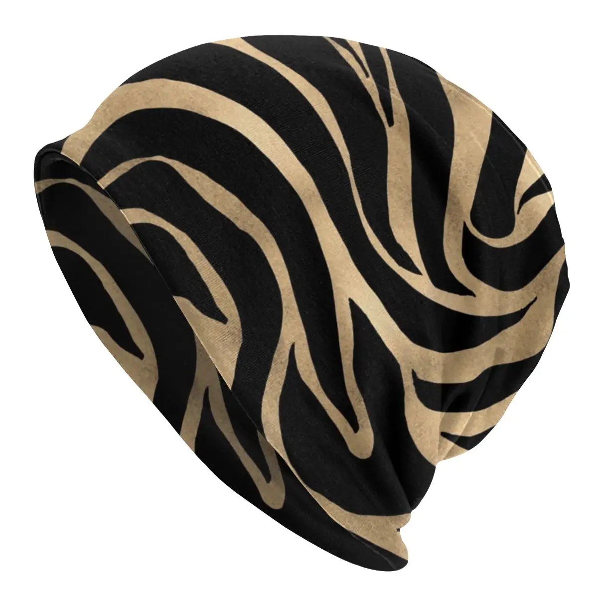 

Metallic Gold Zebra Black Animal Print Bonnet Hats Knitting Hats Goth Street Skullies Beanies Hat Unisex Warm Dual-use Cap