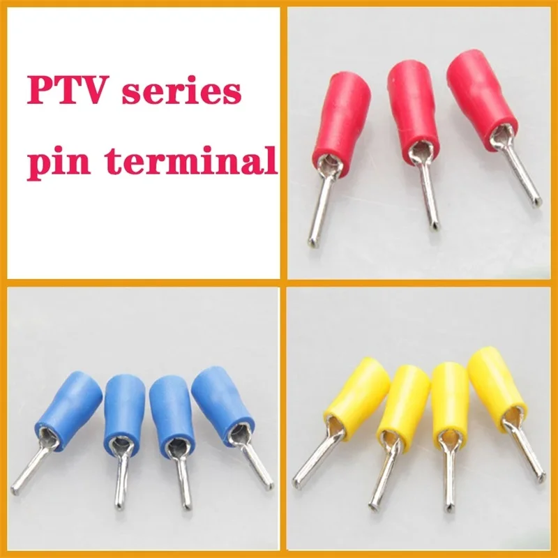 

1000pcs/Pack PTV1.25-10 PTV2-10 PTV5.5-13 22-16AWG Insulated Copper Cord End Wire Connector Electrical Splice Pin Terminals