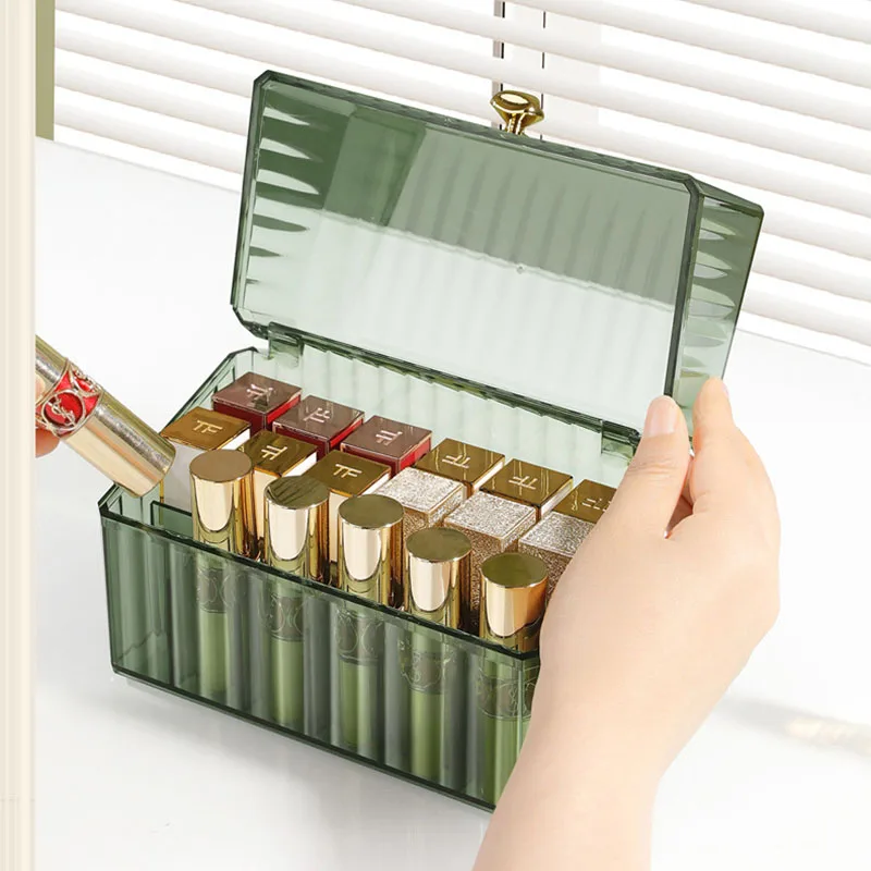 

18 Grid Acrylic Lipstick Storage Box Makeup Organizer Lipstick Holder,Dustproof Transparent Cosmetics Nail Polish Case Luxury
