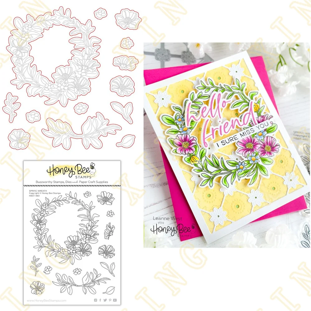 

Spring Wreath New Metal Cutting Dies Stamps Scrapbook Diary Decoration Embossing Cut Dies Template Diy Greeting Card Handmade