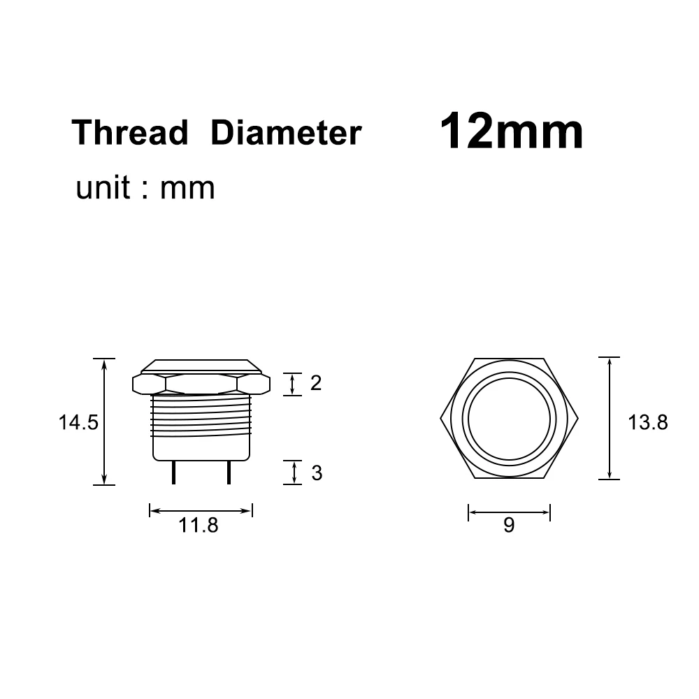 

12/16/19/22/25/30 мм электрический водонепроницаемый светодиодный светильник с мгновенным коротким мини-кнопочным переключателем, переключатели давления 220 В 12 В 3-6 В