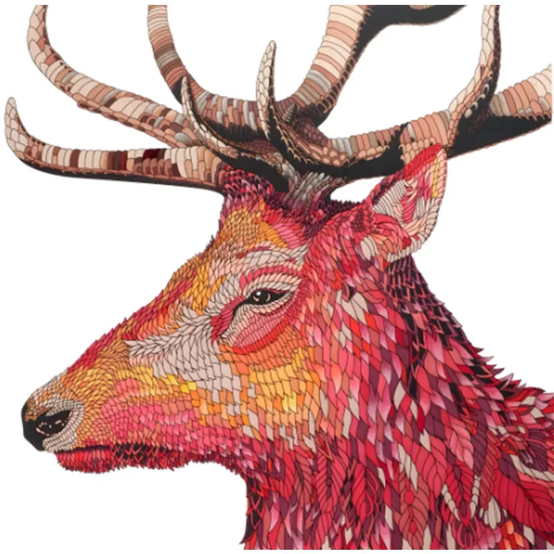 

New Design Animal Piece Wooden Puzzles Red Deer Homeland Montessori Jigsaw Toy DIY Cute Gift Children Floor Game Hanging Crafts