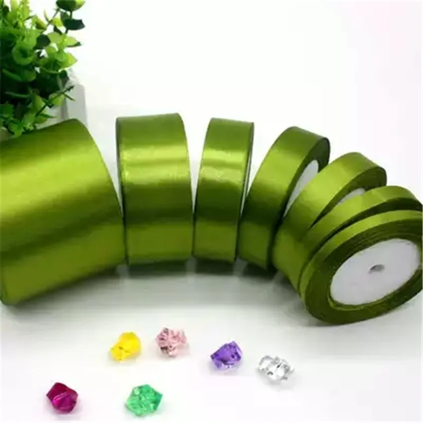 25 ярдов Зеленая Шелковая атласная лента материал для украшения свадебной