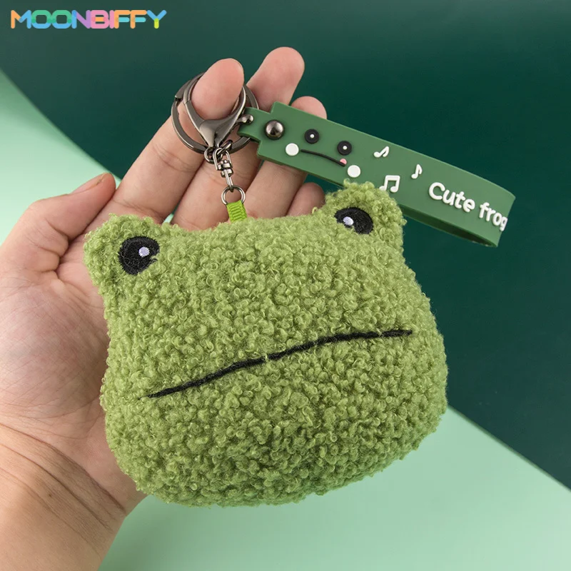 Frog Plush Keychain Mini Kawaii Girl Gifts Pendant Couple Gift Charm Zipper Coin Bag Ladies Small Wallet Earphone Storage Bag