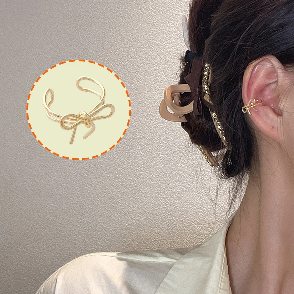 

Korean Bow Ear Cuff Clip Earrings Non-Piercing Bone C-shaped Without Puncture Elegant Earrings for Women Fashion Jewelry Gifts