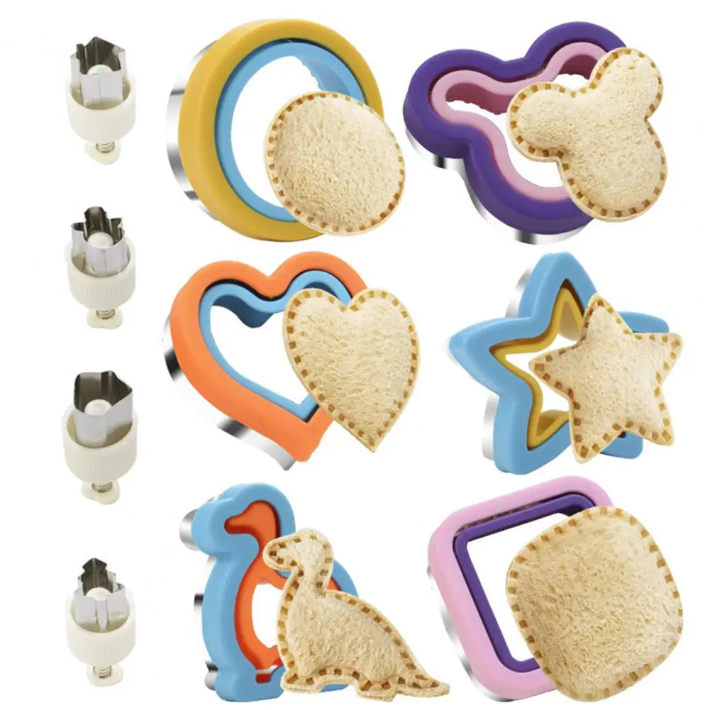 

10Pcs Sandwich Cutter Set Embosser Animal Dinosaur Stainless Steel Bread Moulds Vegetable Cutters Biscuit Mold Kitchen Tools