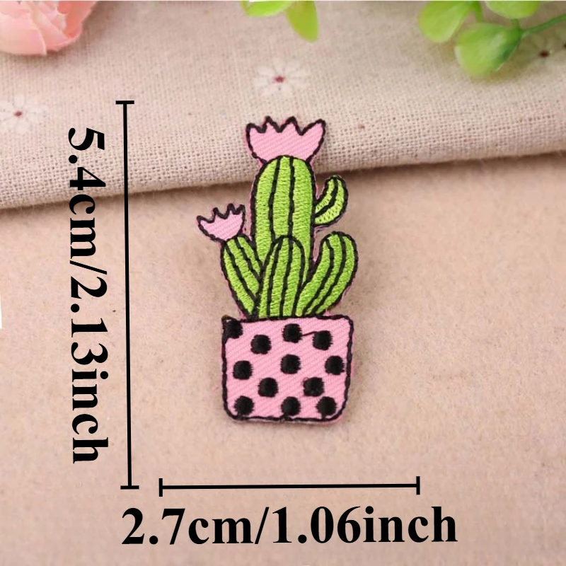 Милые зеленые растения в горшке кактус пришивные вышитые значки нашивки для