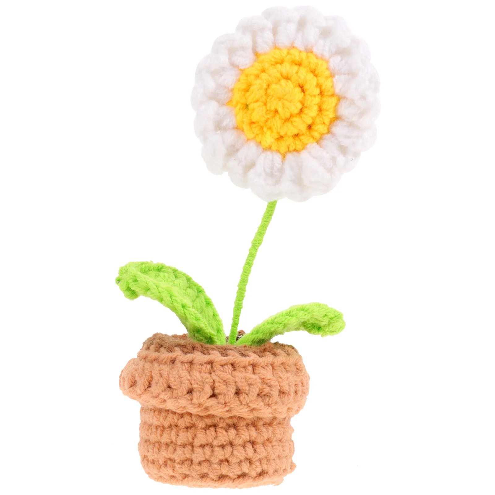 

Crochet Flower Knitted Flowers Bouquet Artificial Pattern Potted Fake Sunflower Gift Rose Ornament Pot Lifelike Decor Yarn Hand