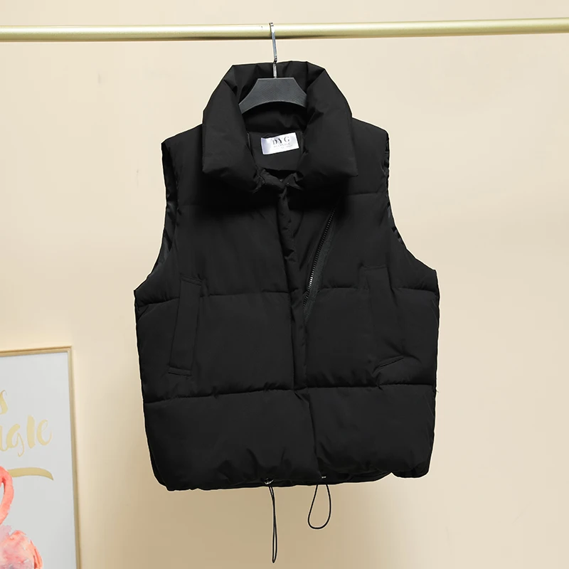 

Waistcoat Women Thick Warm Coat New 2023 Vest Women Sleeveless Jacket Short Slim Autumn And Winter Vests Female Jackets Black