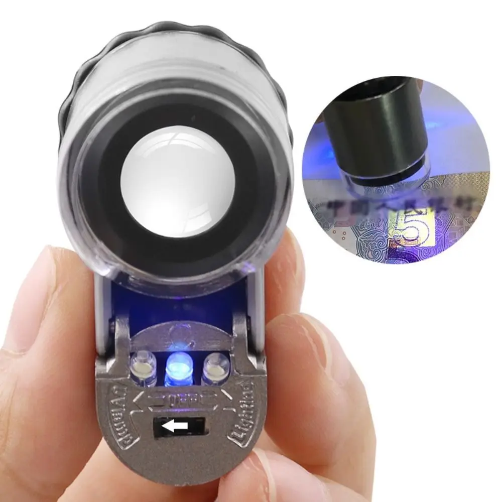 

Antique with UV Money Inspection Light Jade with LED Light 50x Magnifying Glass Jewelry Identification Mini Microscope