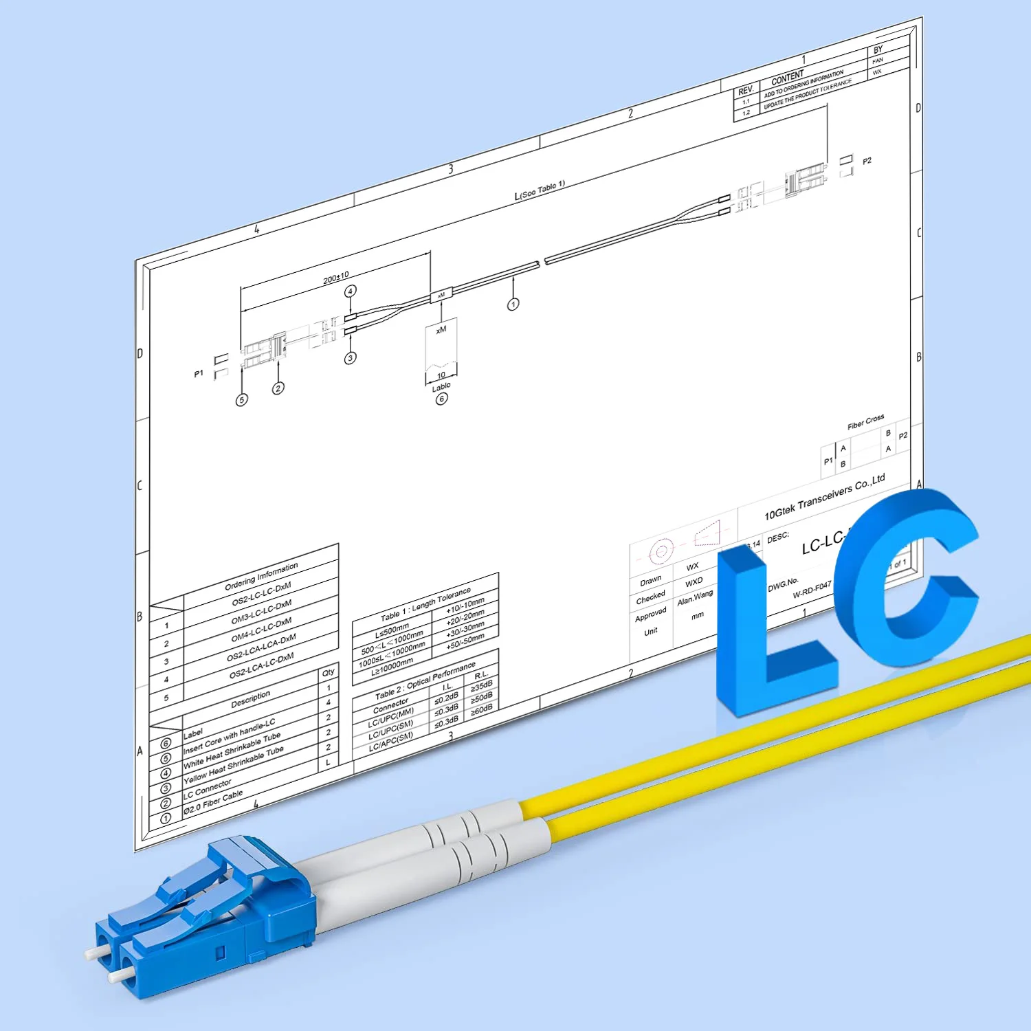 Комплект из 2 оптоволоконных патч-кабелей 10Gtek — патч-кабель OS2 LC Duplex 9/125 LSZH для